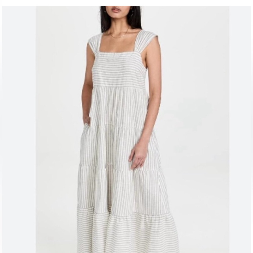 NWT Madewell blue and cream striped maxi dress, sz small